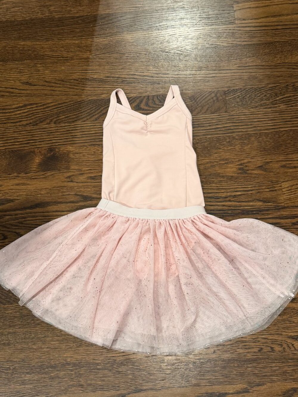 GapFit Girls Pink Ballet Leotard & Glitter Tutu Skirt Set XS 4-5 Years
